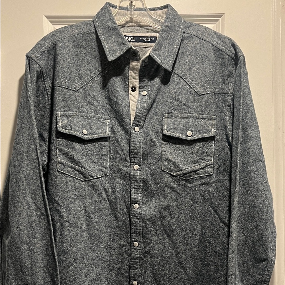 BKE cotton Button-Up Shirt - Picture 2 of 13